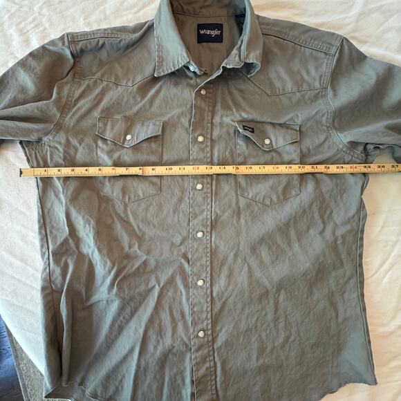Wrangler Pearl Snap Long Sleeve Gray Button‎ Up Shirt Heavy Weight Cotton XL - Picture 7 of 9